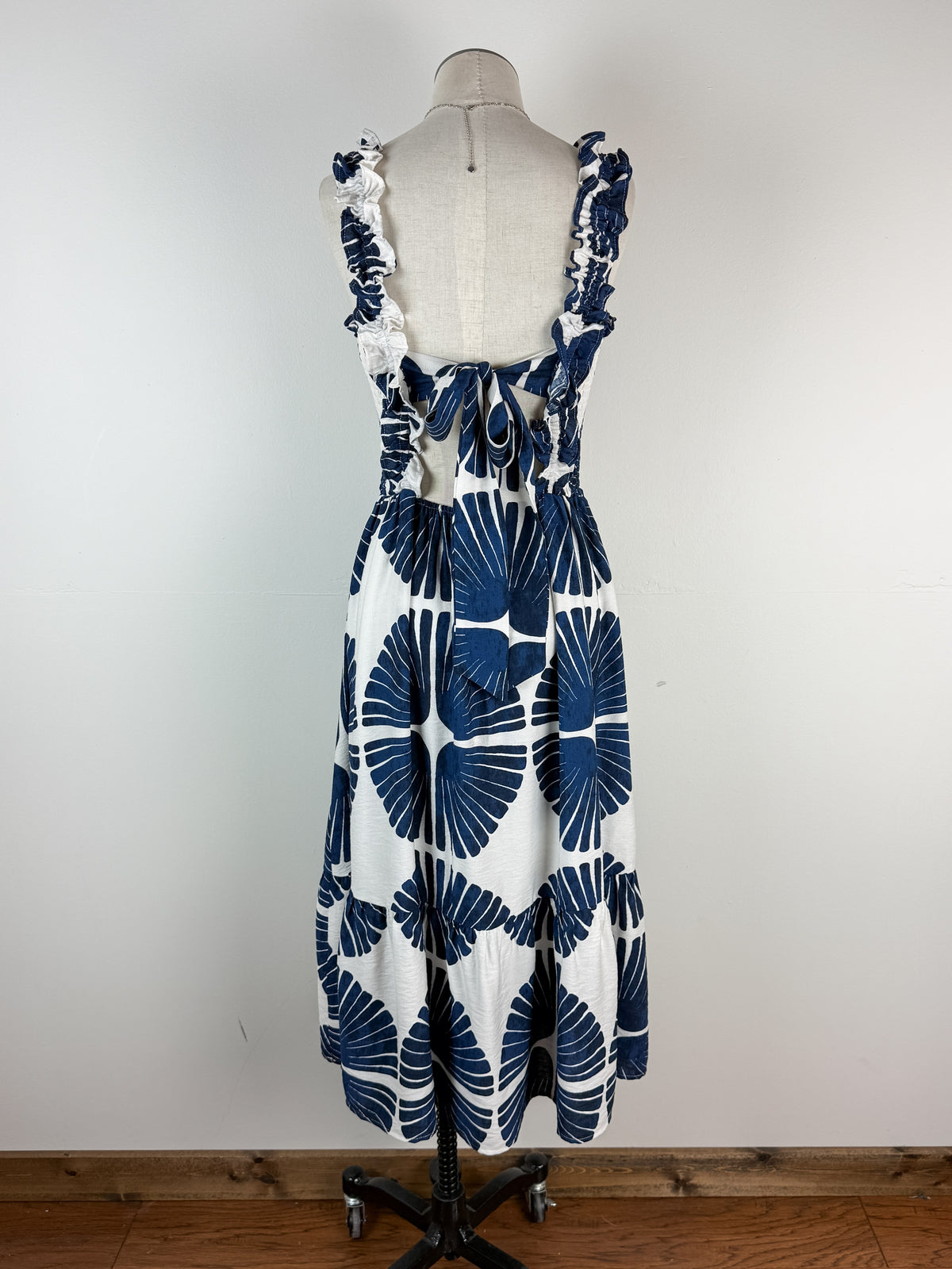 Bonnie Printed Midi Dress in Navy