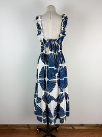 Bonnie Printed Midi Dress in Navy