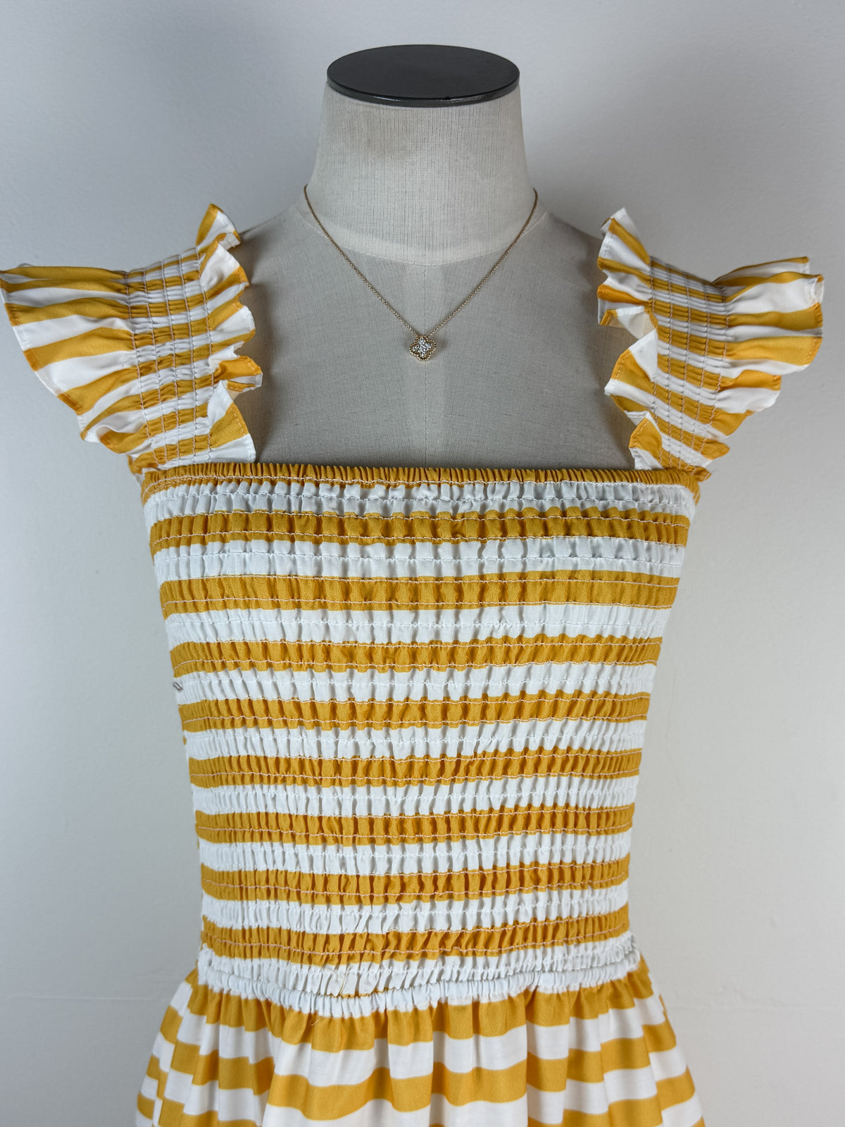 Kate Striped Maxi Dress in Gold/Off White