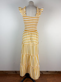 Kate Striped Maxi Dress in Gold/Off White