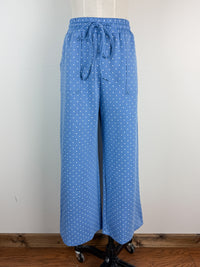 Allie Wide Leg Polka Dot Pant in Blue/White