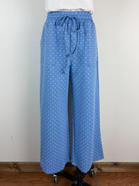 Allie Wide Leg Polka Dot Pant in Blue/White