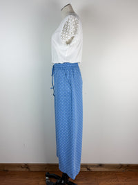 Allie Wide Leg Polka Dot Pant in Blue/White