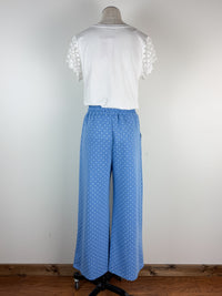 Allie Wide Leg Polka Dot Pant in Blue/White