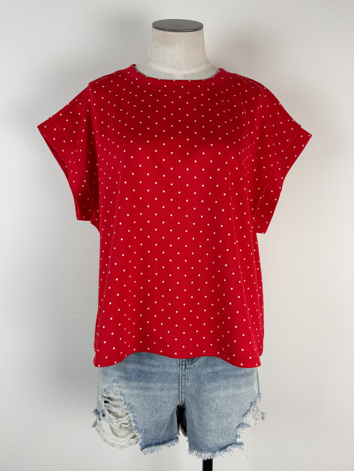 Kit Polka Dot Scuba Top in Red/White