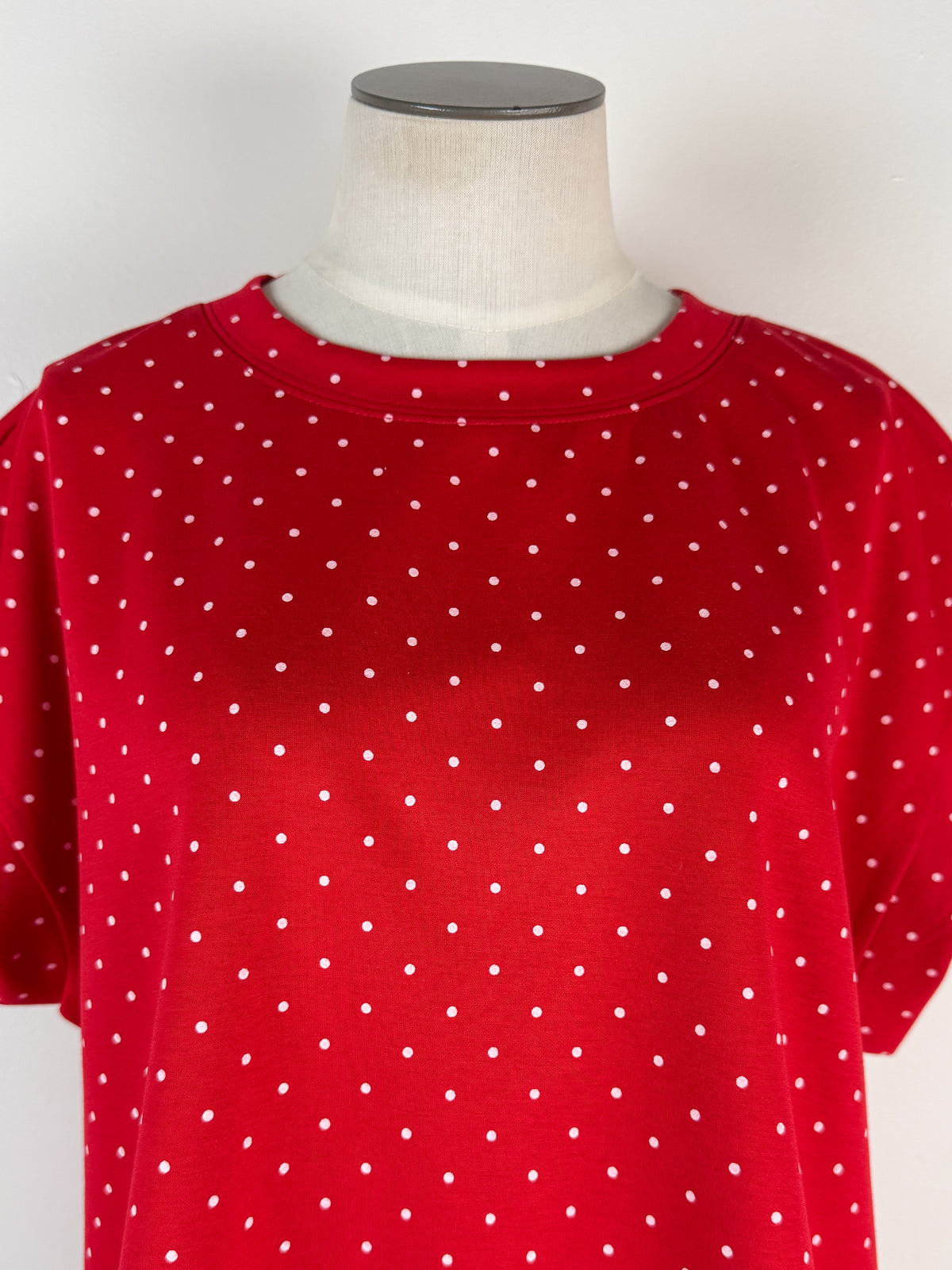 Kit Polka Dot Scuba Top in Red/White