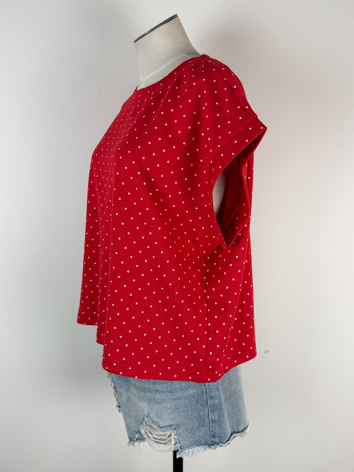 Kit Polka Dot Scuba Top in Red/White