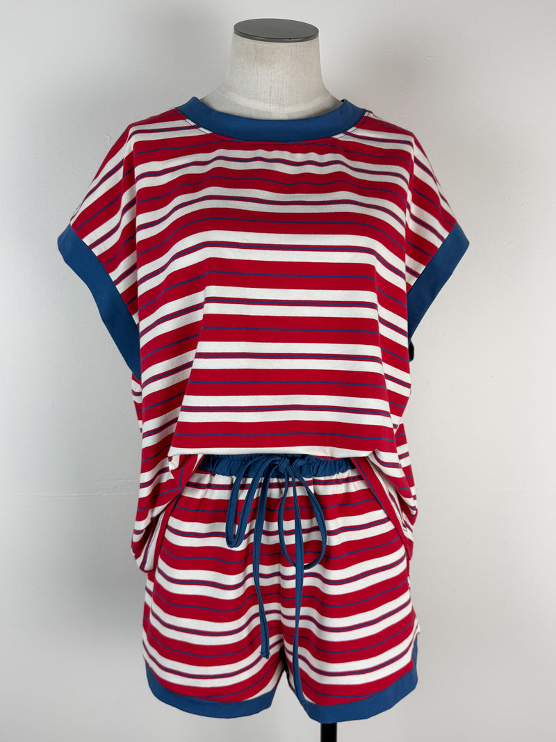 Ann Striped Set in Red Combo