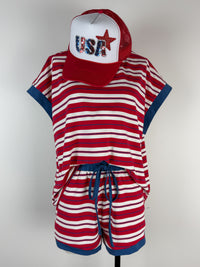 Ann Striped Set in Red Combo