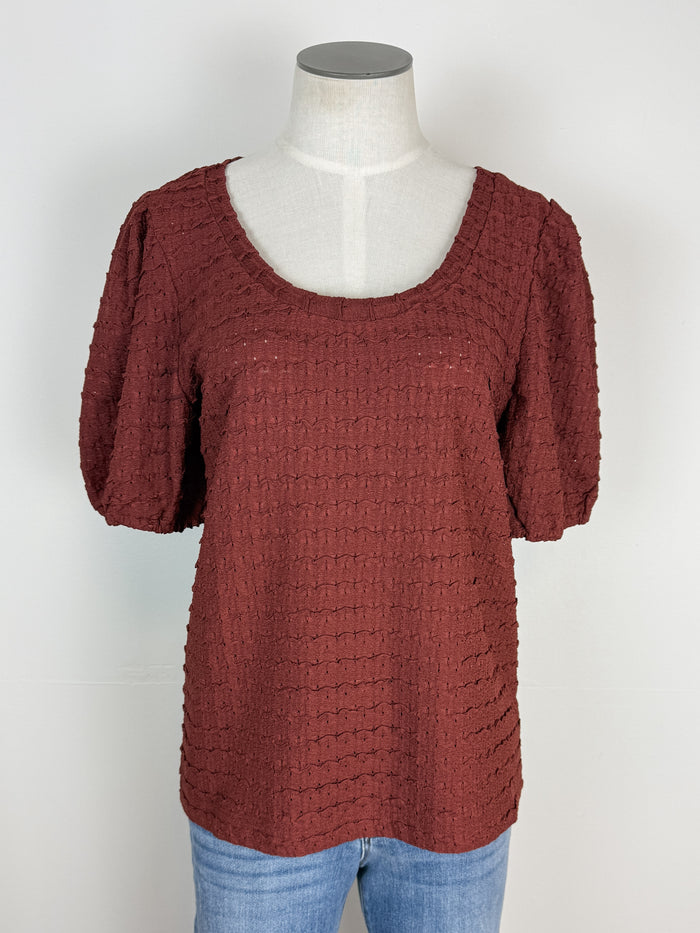 Willow Puff Sleeve Textured Top in Sienna