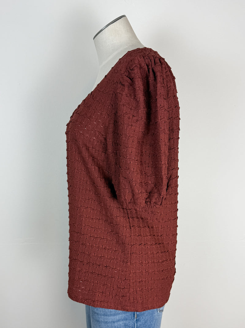 Willow Puff Sleeve Textured Top in Sienna