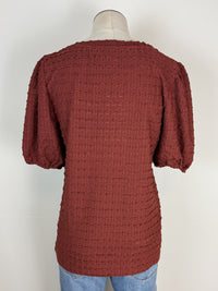 Willow Puff Sleeve Textured Top in Sienna