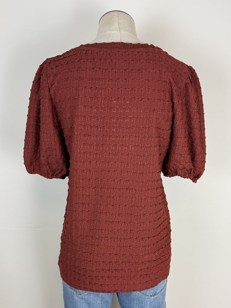 Willow Puff Sleeve Textured Top in Sienna