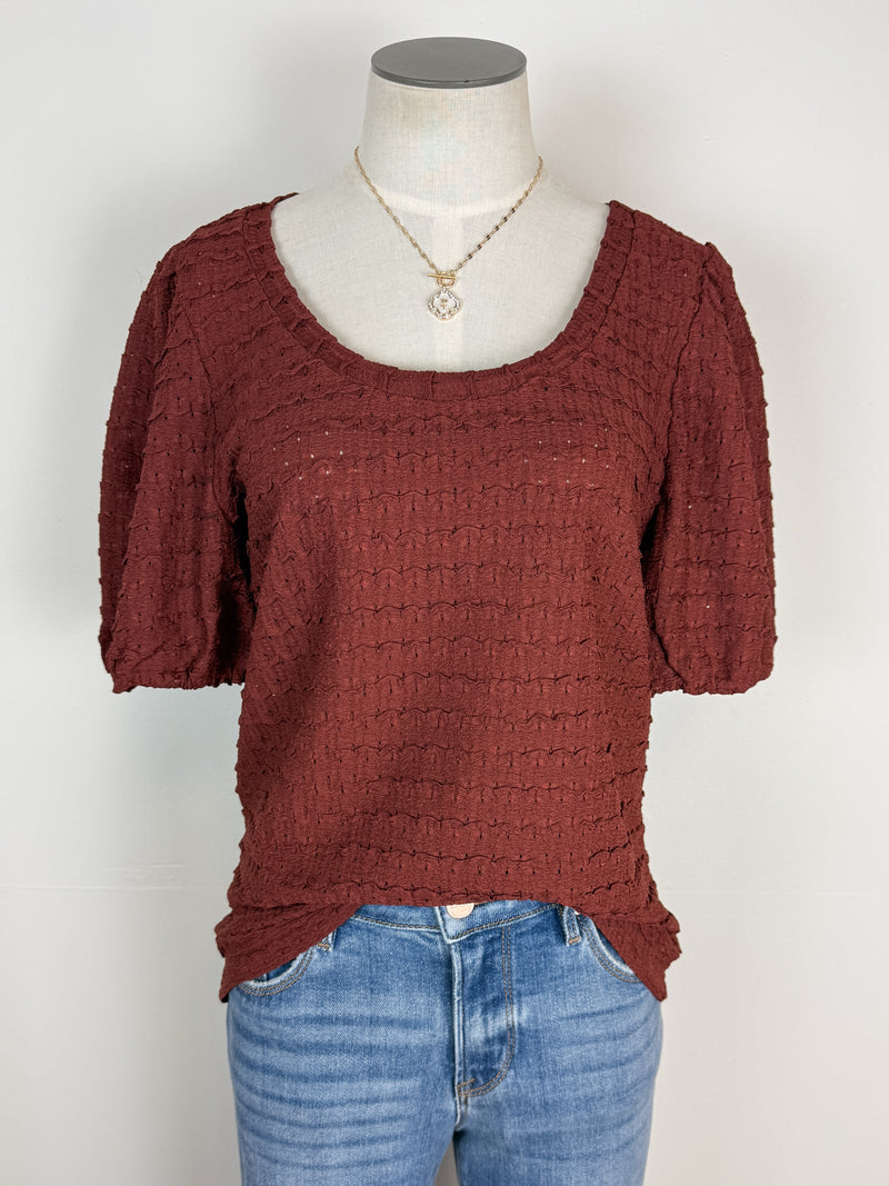 Willow Puff Sleeve Textured Top in Sienna