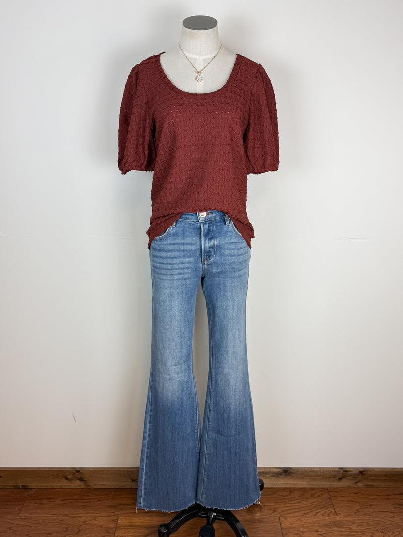 Willow Puff Sleeve Textured Top in Sienna