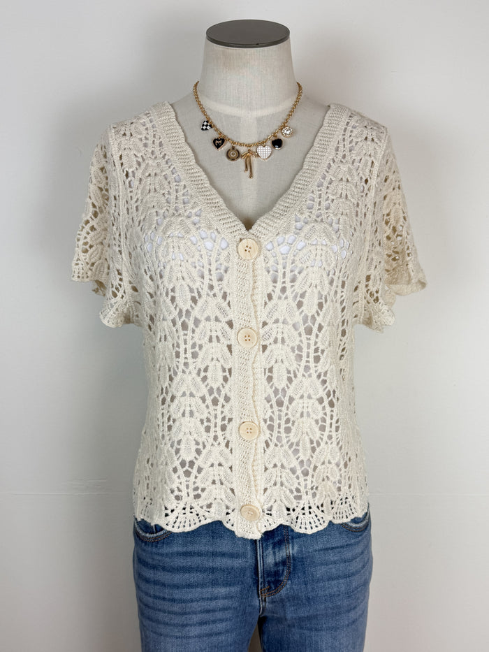 Layla Crochet Cardigan in Natural