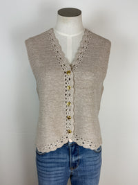 Grace Button Down Sweater Vest in Oatmeal