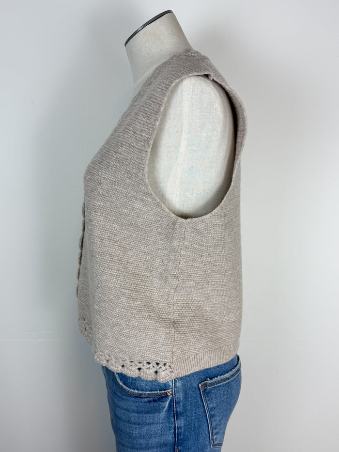 Grace Button Down Sweater Vest in Oatmeal