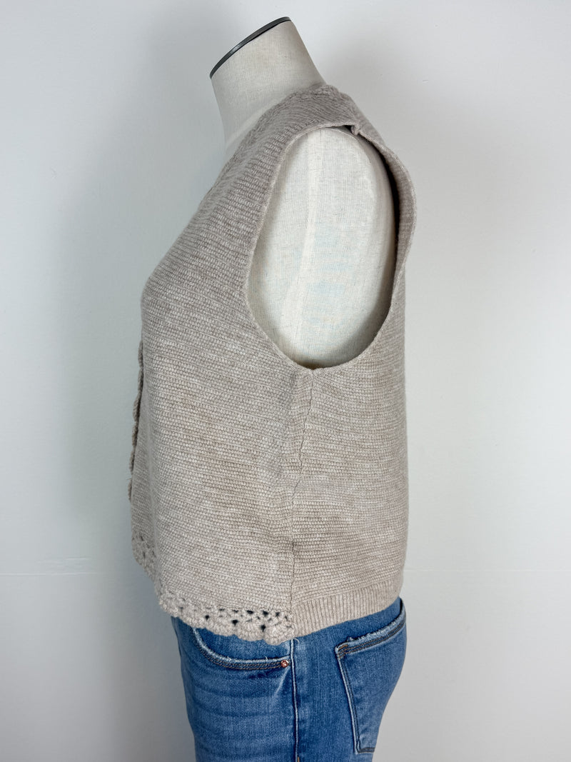 Grace Button Down Sweater Vest in Oatmeal