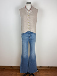 Grace Button Down Sweater Vest in Oatmeal