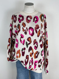 Emma Leopard Sweater in Cream Mix
