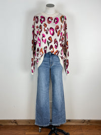 Emma Leopard Sweater in Cream Mix