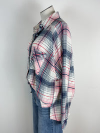 Charli Plaid Button Down in Pink/Navy