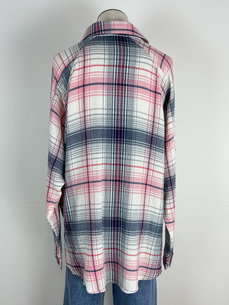 Charli Plaid Button Down in Pink/Navy