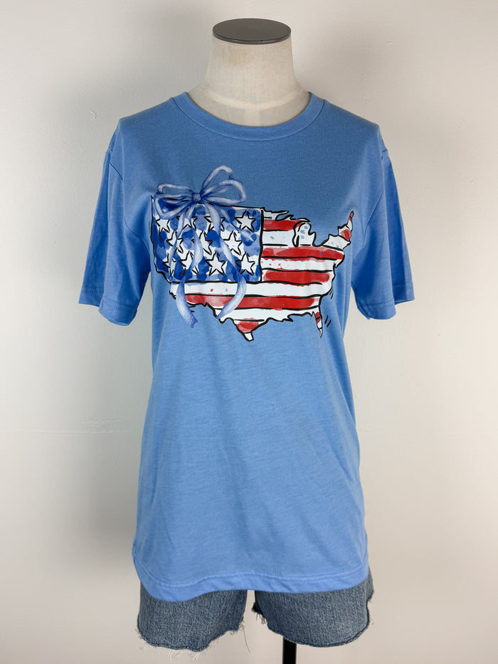 USA Bow Tee in Sky