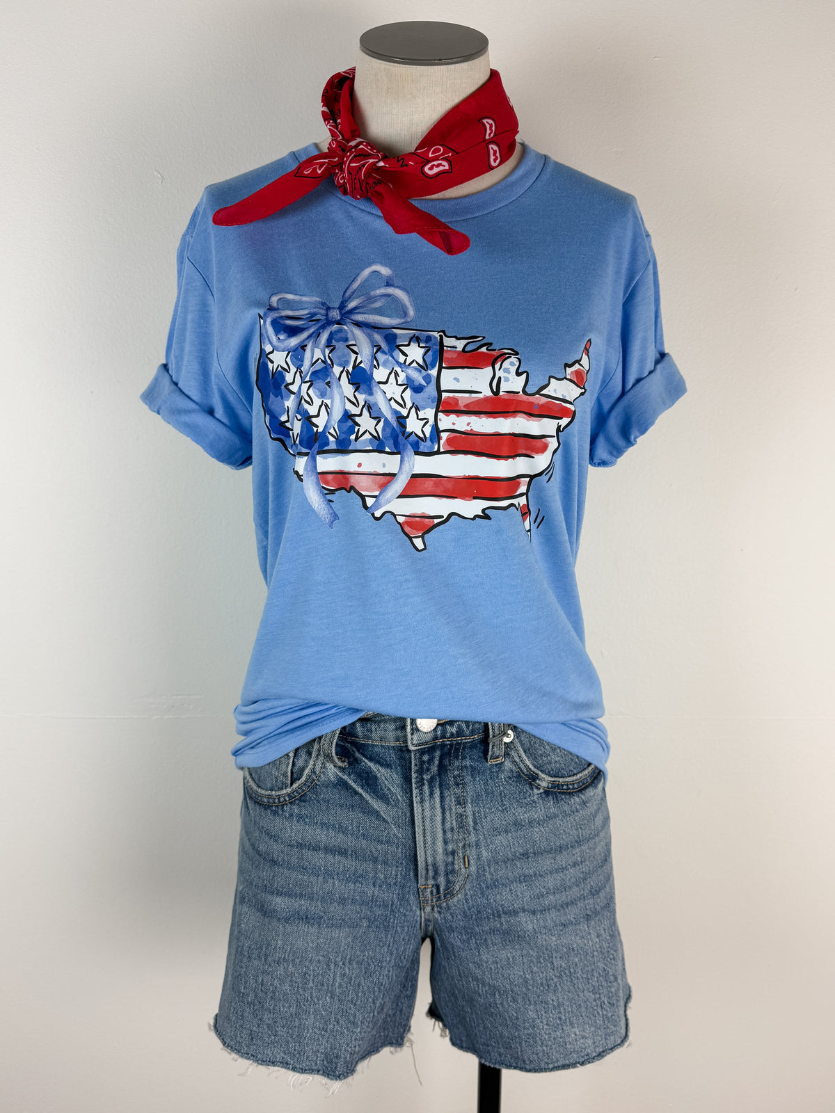 USA Bow Tee in Sky