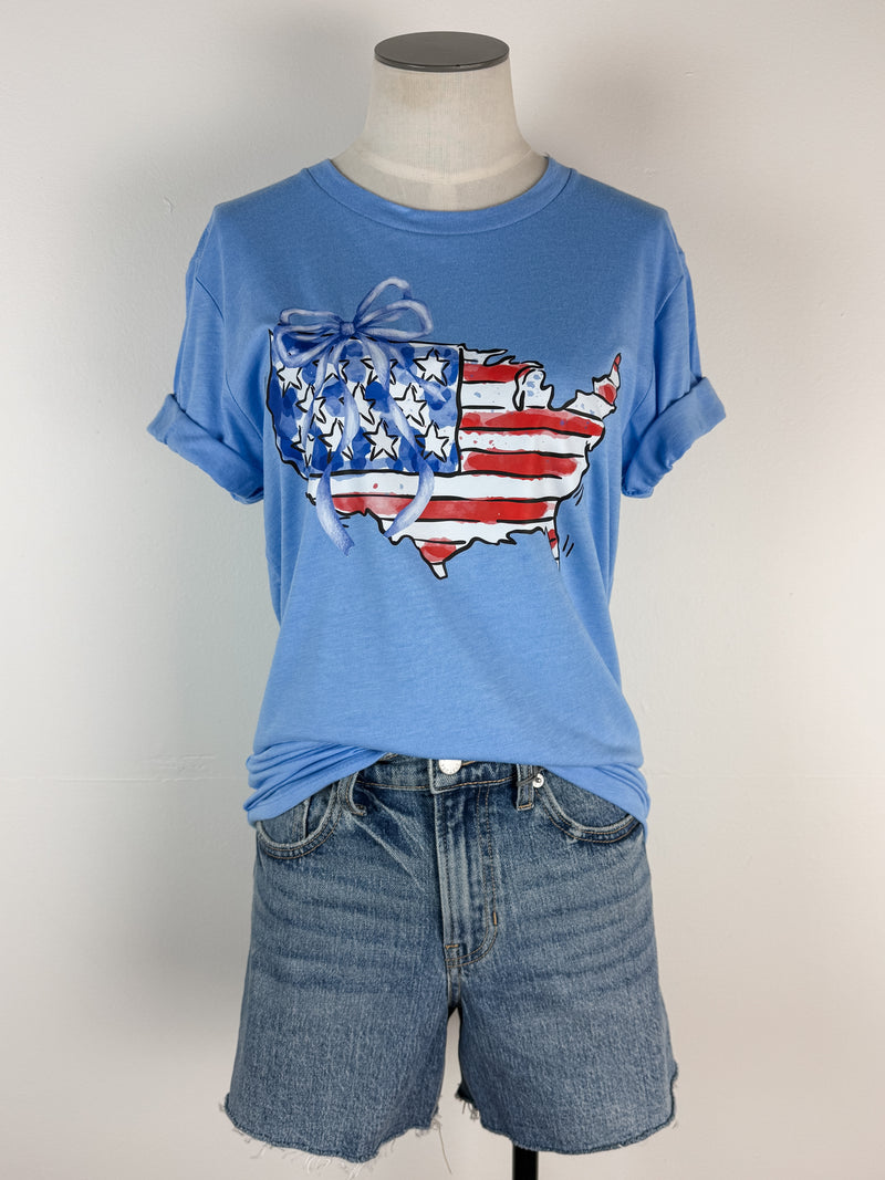 USA Bow Tee in Sky
