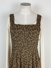 Evelyn Animal Print Overalls in Mocha