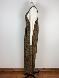 Evelyn Animal Print Overalls in Mocha