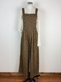 Evelyn Animal Print Overalls in Mocha