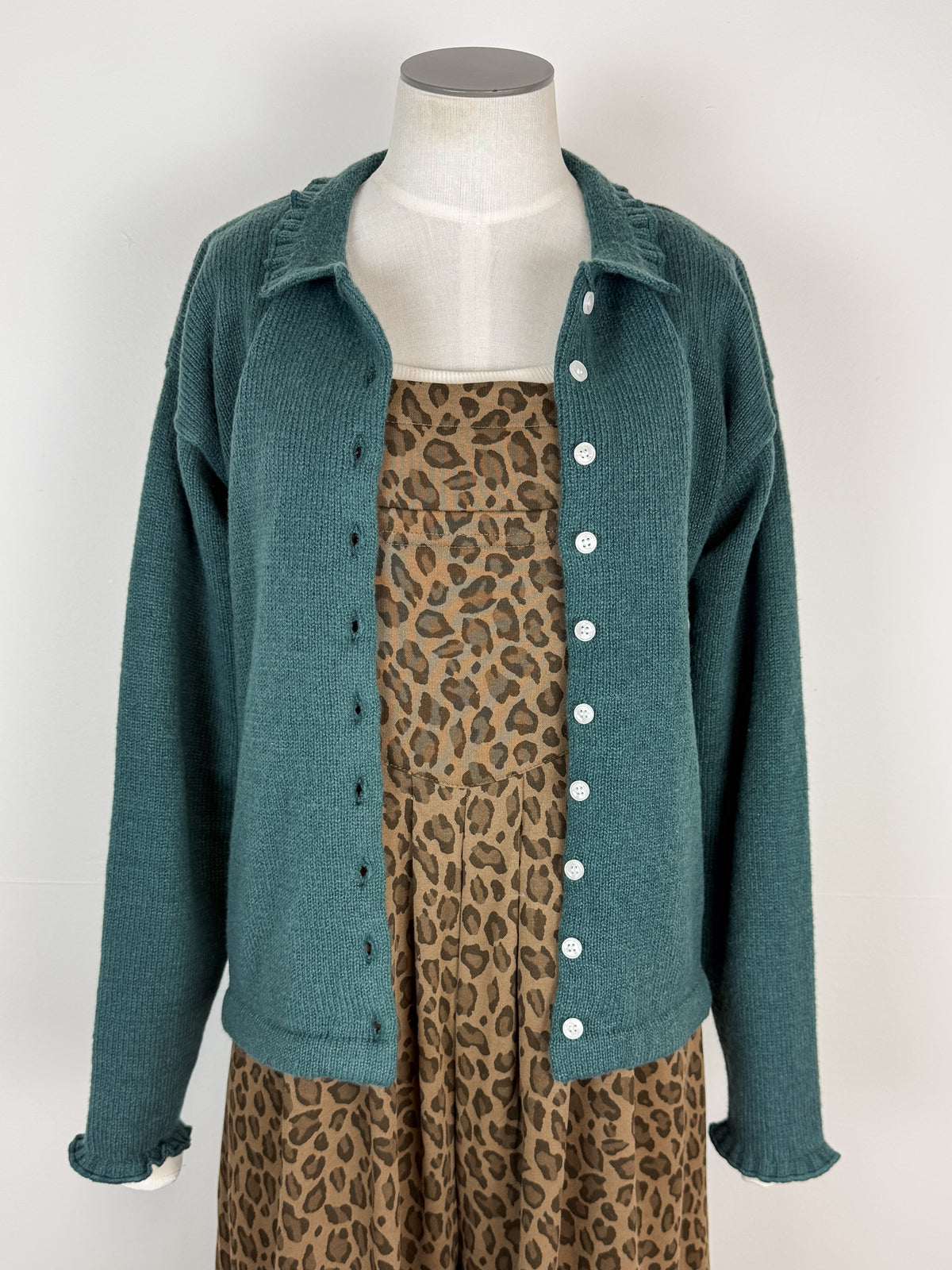 Ava Collared Cardigan in Teal