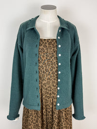 Ava Collared Cardigan in Teal