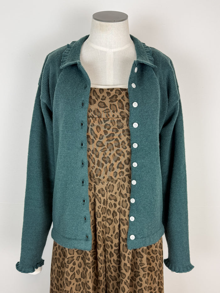 Ava Collared Cardigan in Teal