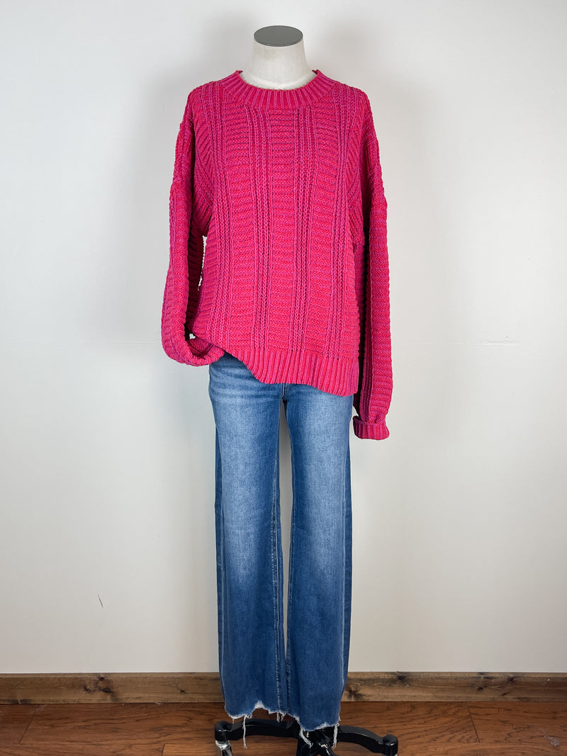 Khloe Knit Sweater in Red/Pink