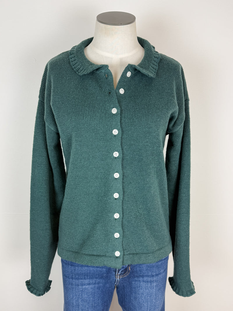 Ava Collared Cardigan in Teal