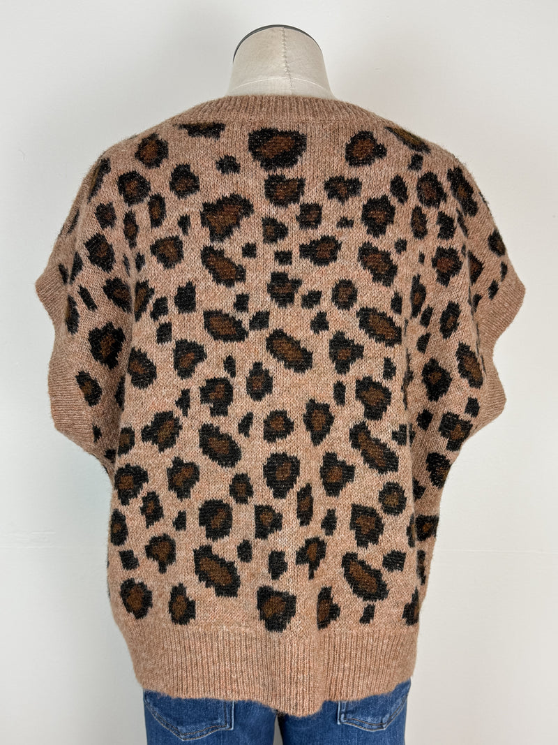 Luna Leopard Sweater Vest in Mocha