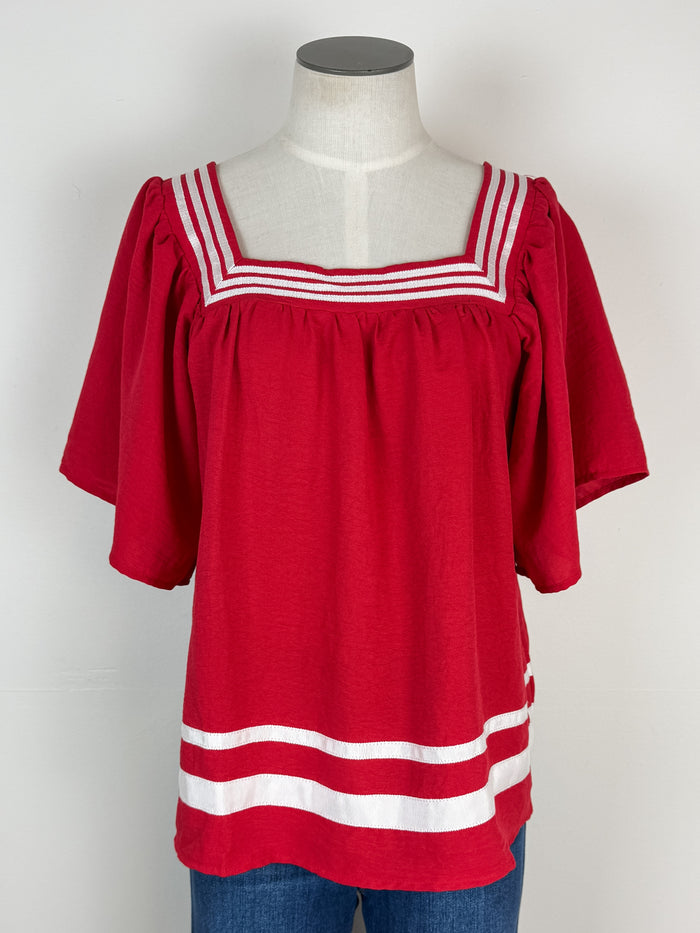 Eleanor Square Neck Top in Red