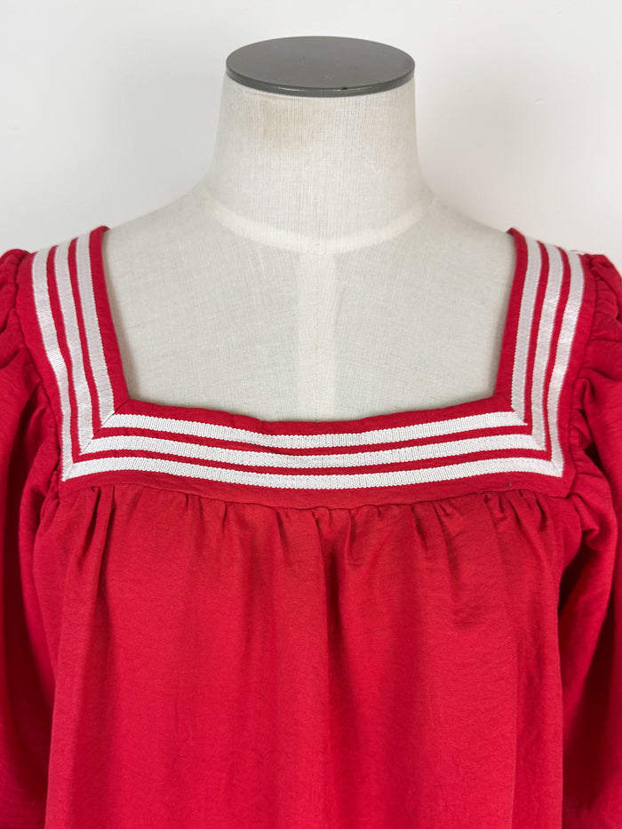 Eleanor Square Neck Top in Red