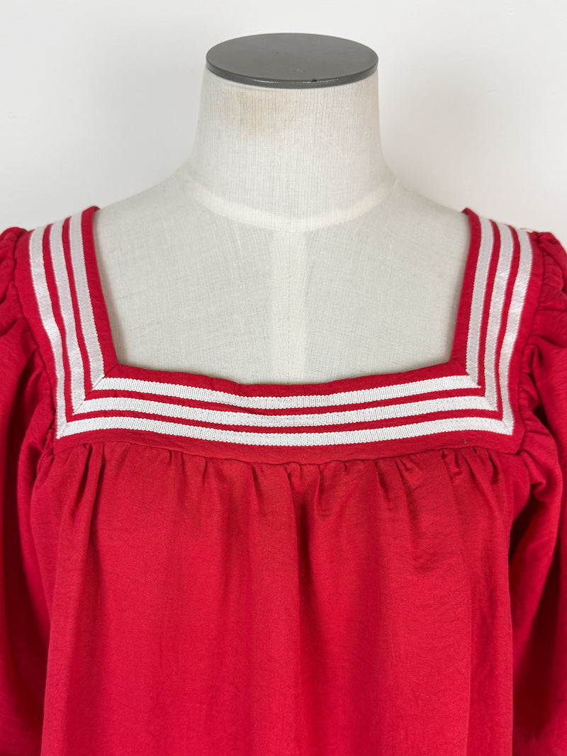 Eleanor Square Neck Top in Red