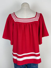 Eleanor Square Neck Top in Red