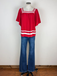 Eleanor Square Neck Top in Red