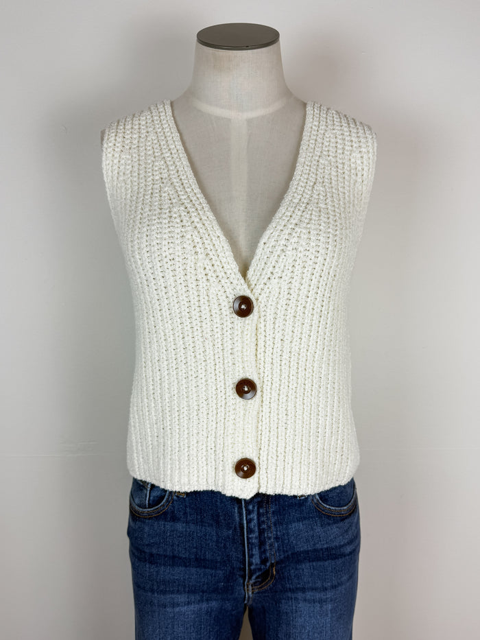 Aurora Sweater Vest in Off White