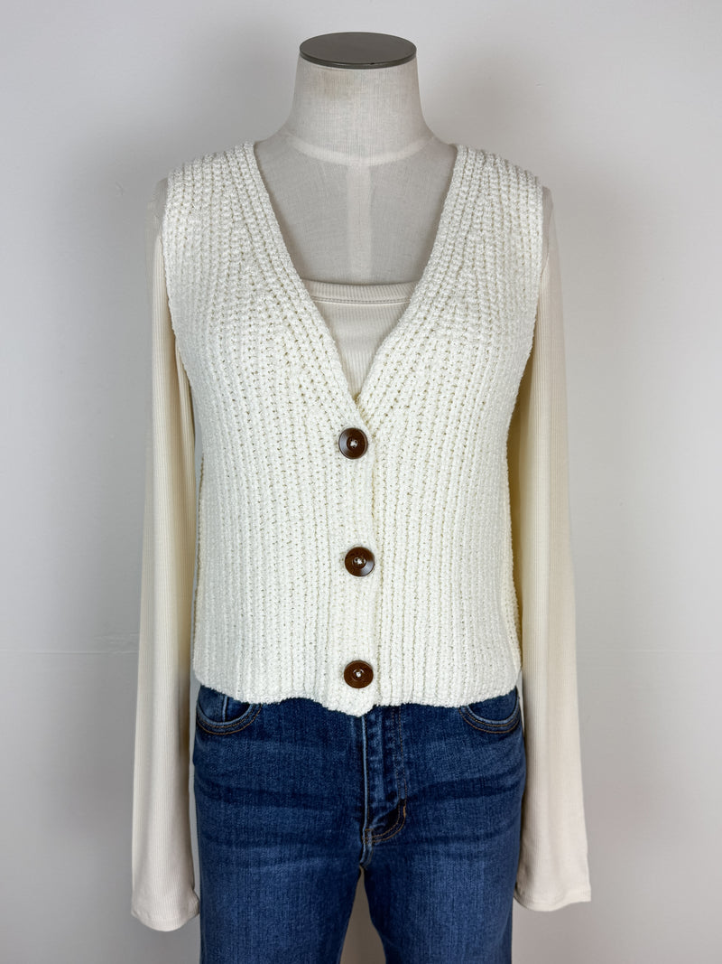 Aurora Sweater Vest in Off White