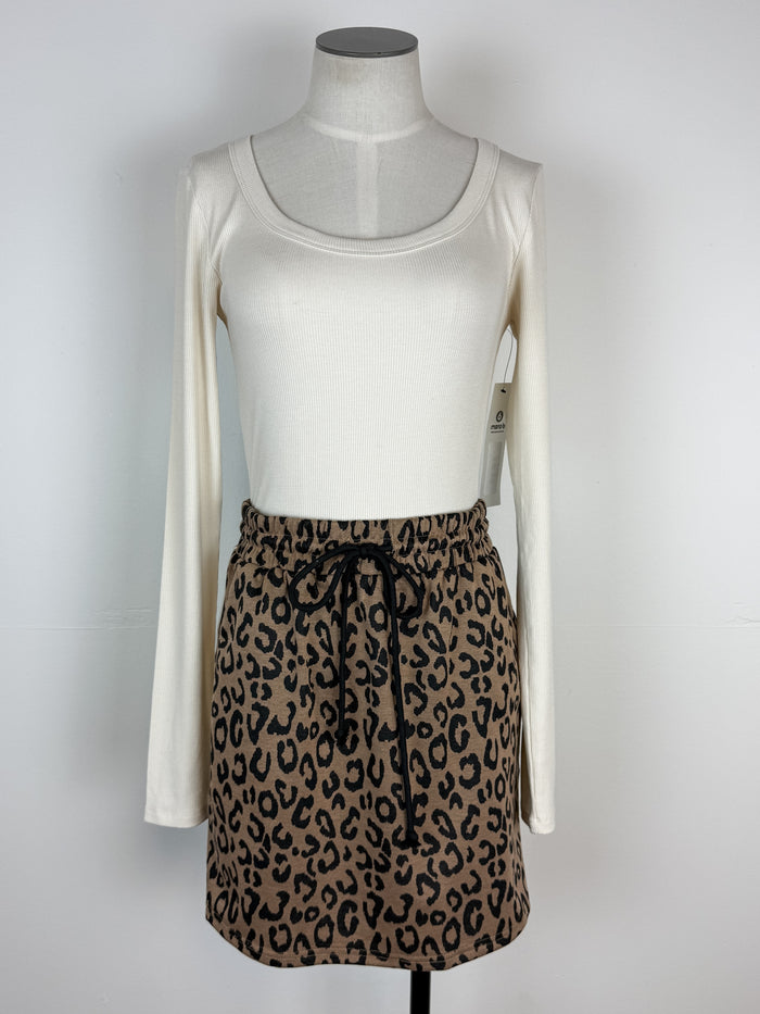 Chloe Leopard Skirt in Taupe
