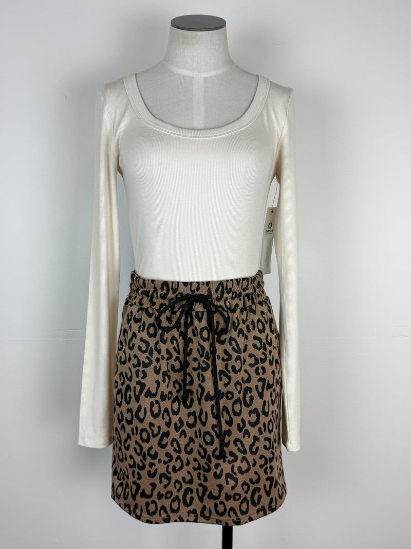 Chloe Leopard Skirt in Taupe