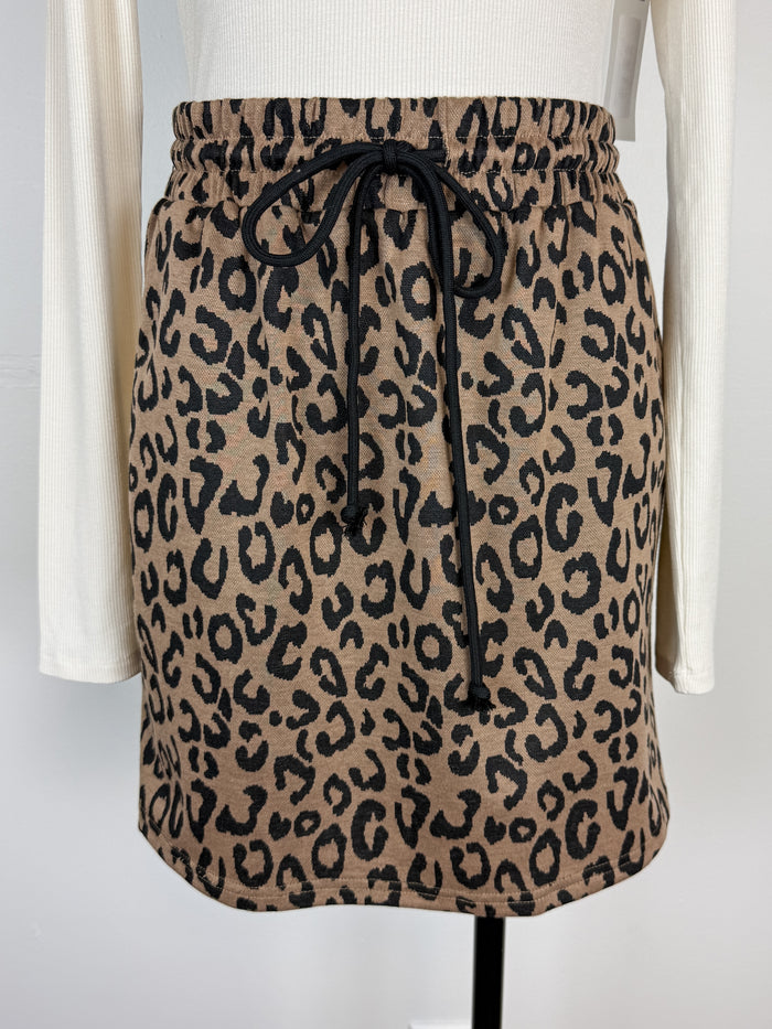 Chloe Leopard Skirt in Taupe